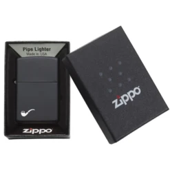 Zippo 218PL Black Matte Pipe Lighter With Pipe Logo - Refillable Windproof Lighter -Outdoor Camping Store 218PL 1