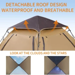 Hewolf Auto 3-4 Person Tent - Camel -Outdoor Camping Store 7 1