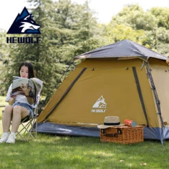 Hewolf Auto 3-4 Person Tent - Camel -Outdoor Camping Store 8