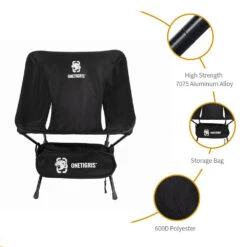 OneTigris Portable Camping Chair - Black -Outdoor Camping Store CE ZDY02 BK 04