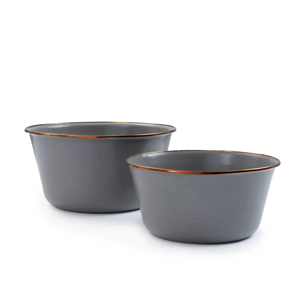 Barebones Enamel Mixing Bowl Slate - Set Of 2 1 Barebones Enamel Mixing Bowl Slate - Set Of 2