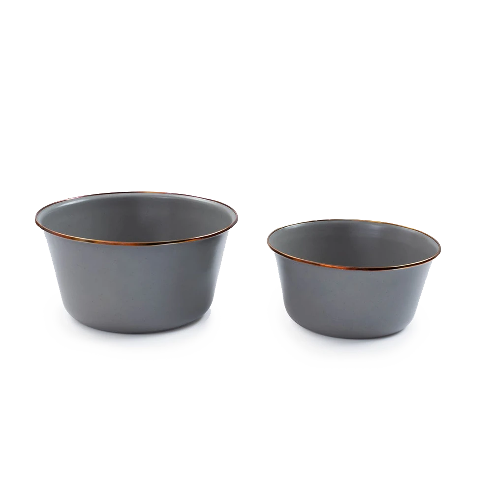 Barebones Enamel Mixing Bowl Slate - Set Of 2 3 Barebones Enamel Mixing Bowl Slate - Set Of 2 - Image 3