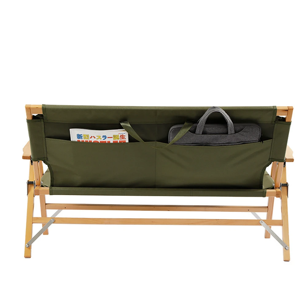 Camp Leader Camping Wooden Long Chair - Green 2 Camp Leader Camping Wooden Long Chair - Green - Image 2
