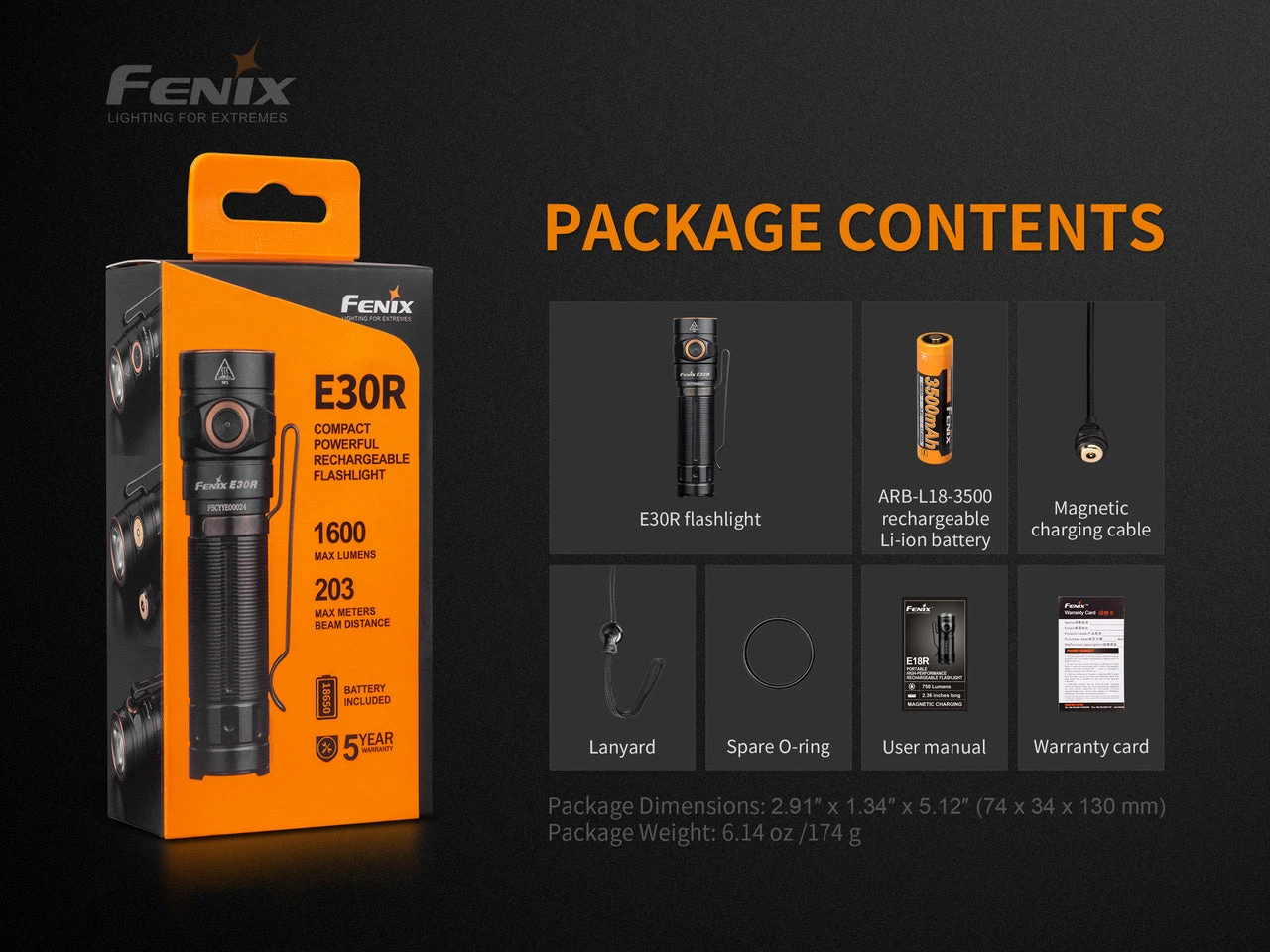 Fenix E30R Luminus SST40 LED Flashlight BLACK 8 Fenix E30R Luminus SST40 LED Flashlight BLACK - Image 8