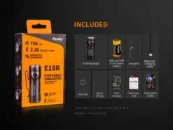 Fenix E18R XP-L Hi Led Flashlight Black 750 Lumen 18 Fenix E18R XP-L Hi Led Flashlight Black 750 Lumen -Outdoor Camping Store FENIX E18R EDC FLASHLIGHT included