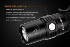 Fenix PD25 XP-L LED Flashlight Black -Outdoor Camping Store Fenix PD25 Flashlight Side Switch