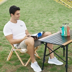 Hewolf Foldable Wooden Chair - Small -Outdoor Camping Store HW J2058S KHA 02