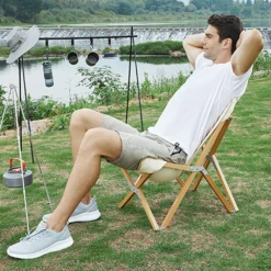 Hewolf Foldable Wooden Chair - Small -Outdoor Camping Store HW J2058S KHA 03