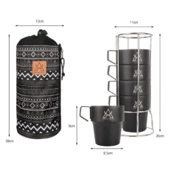 KZM NEW Black Mug 5P -Outdoor Camping Store K8T3K004 7