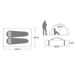 Hewolf 2 Person Double Layer Aluminum Pole Tent -Outdoor Camping Store MON 1595 GRN 7