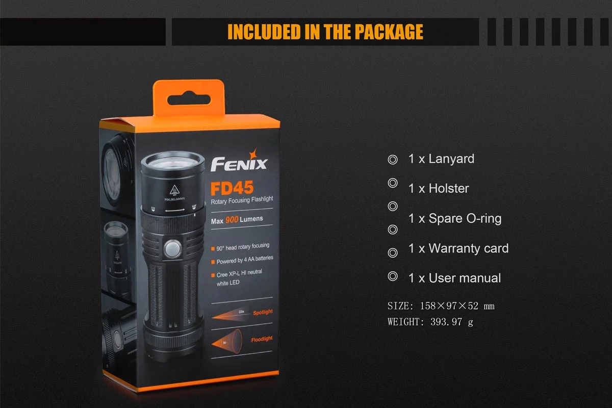Fenix FD45 Ledflashlight 900 Lumen Black 7 Fenix FD45 Ledflashlight 900 Lumen Black - Image 7