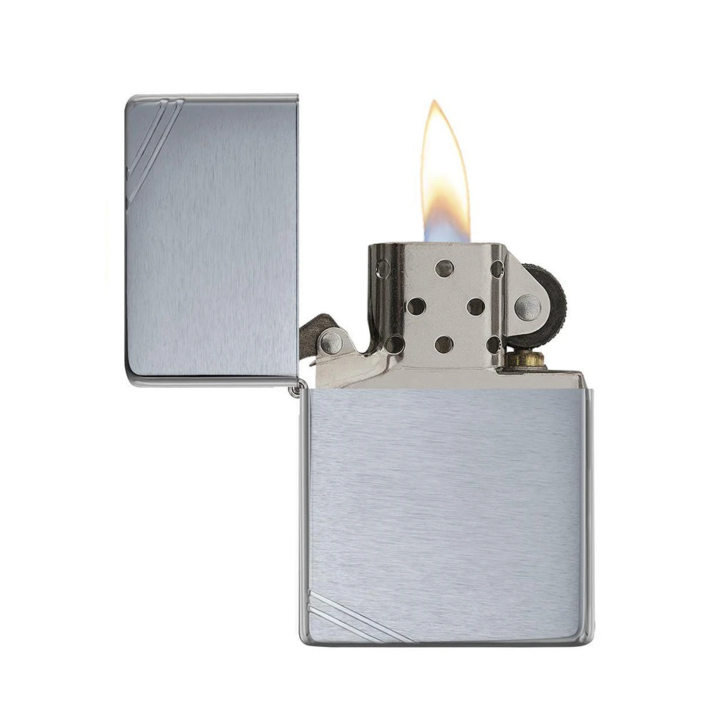 Zippo 230 Brushed Chrome Vintage With Slashes - Refillable Windproof Lighter 2 Zippo 230 Brushed Chrome Vintage With Slashes - Refillable Windproof Lighter - Image 2